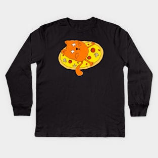 Funny stoned Pizza Cat Kids Long Sleeve T-Shirt